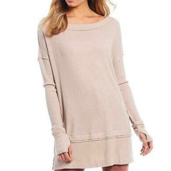 Free People Tops - Free People North Shore Thermal Oversized Tunic Top in Sand, Size XS